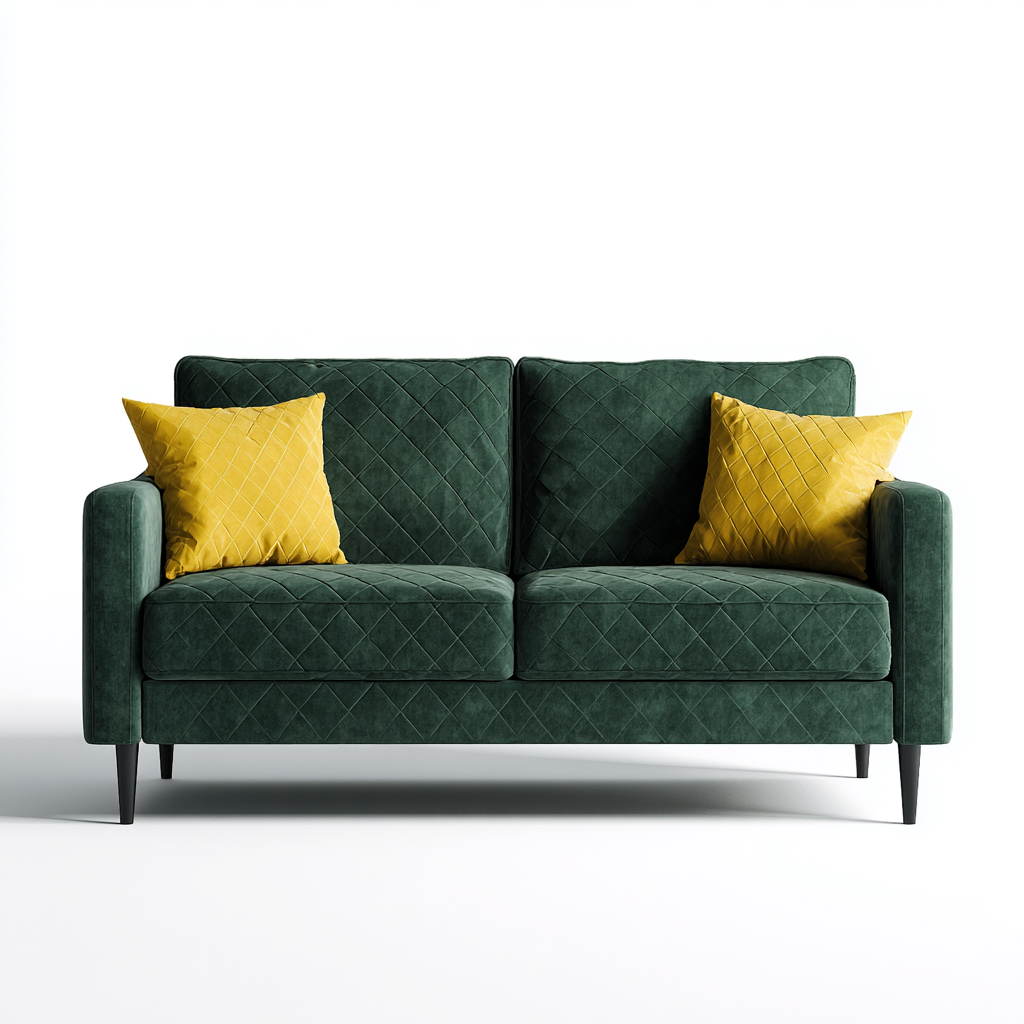 Sofá lineal de 2 plazas tapizado en tela - 170x85x90 cm - color verde oscuro - diseño moderno - uso en salón-Livingza