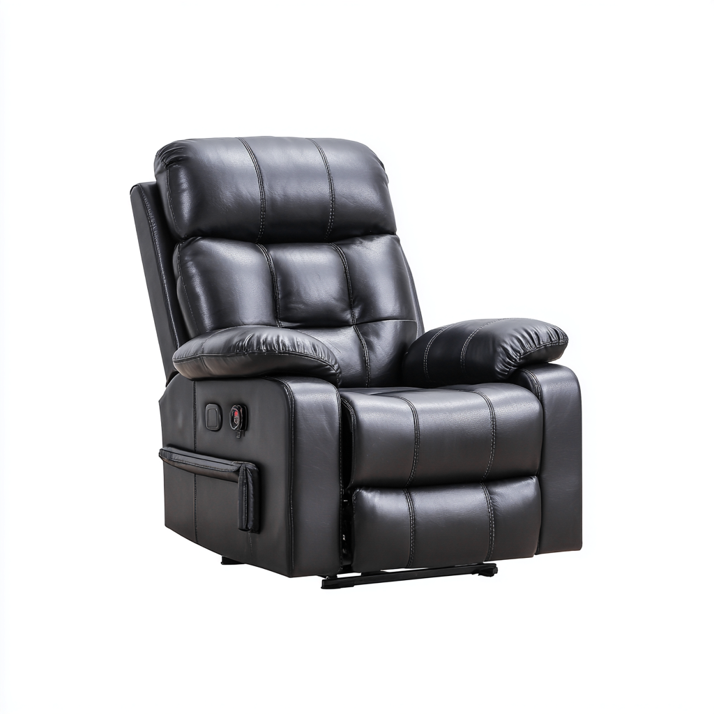 Sillón reclinable de piel sintética - 98x90x104 cm - negro - diseño ergonómico con función eléctrica para salón-Livingza