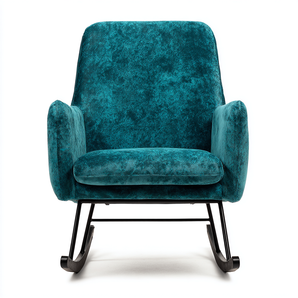 Mecedora tapizada en terciopelo 75x85x95 cm - verde azulado - adecuada para salón - estilo moderno-Livingza