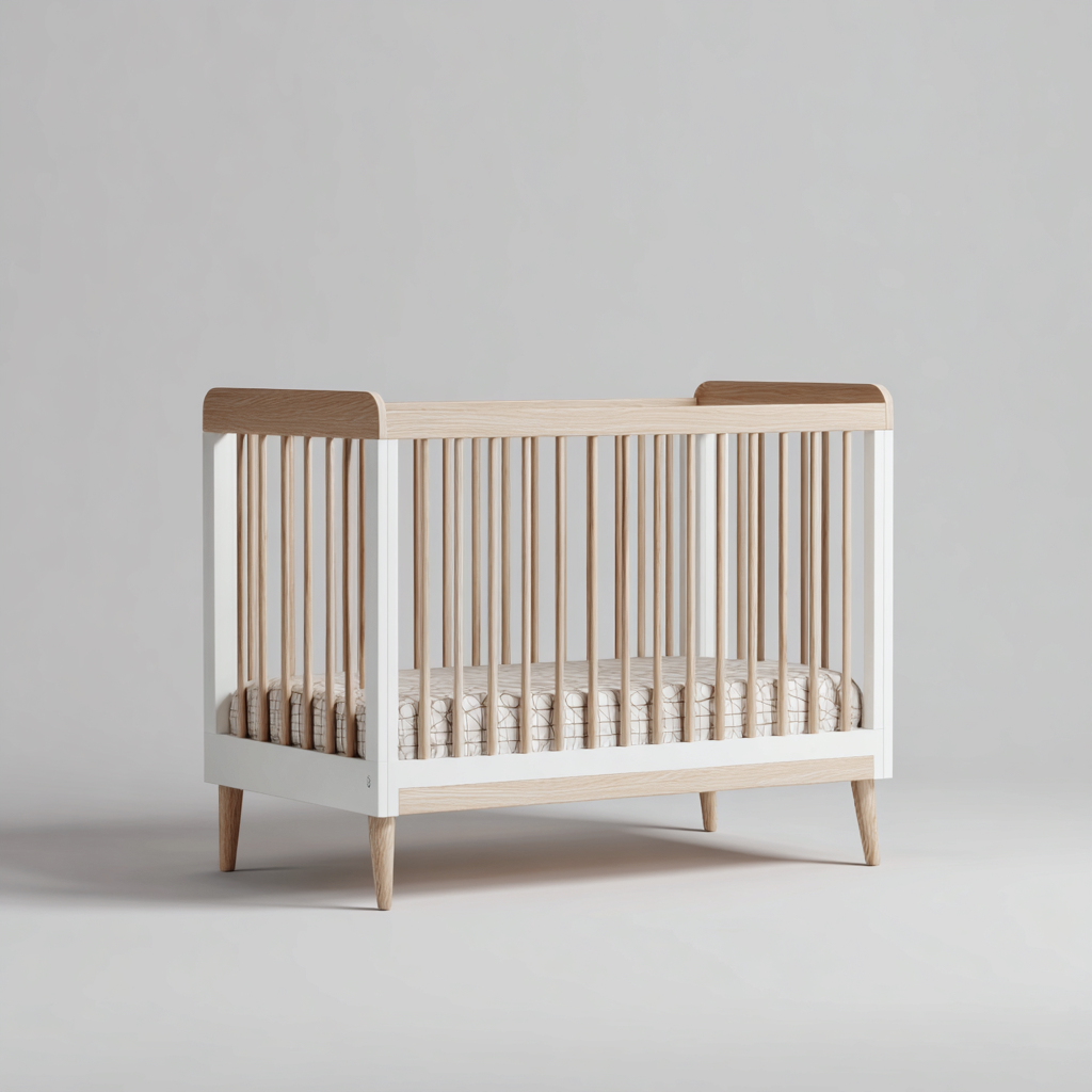 儿童木床 115x65x85厘米 - 白色 - 浅橡木 - 适合卧室 - 现代斯堪的纳维亚设计 - Livingza