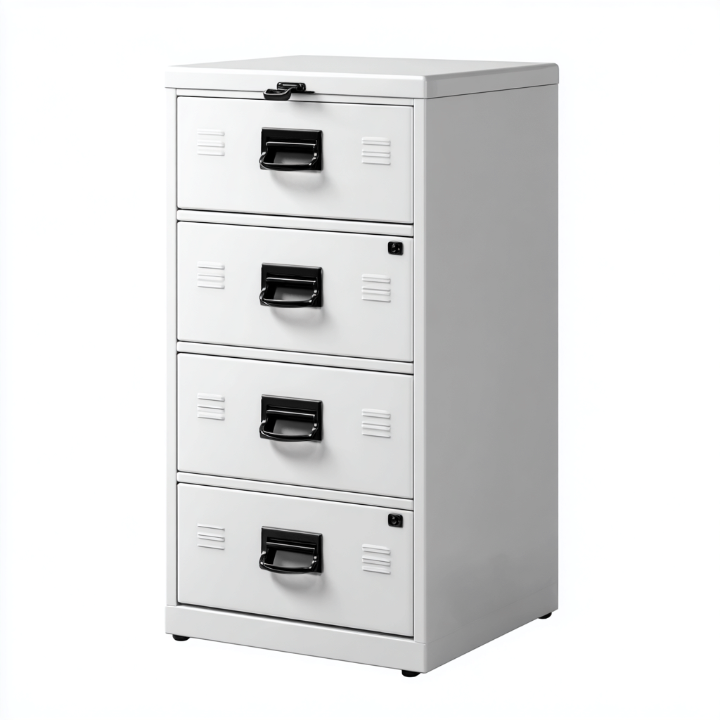 Archivador metálico 45x62x132 cm - color blanco - con cerradura diseño profesional para oficina-Livingza